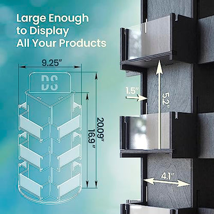 3 Tier Rotating Sticker Display Stand for Vendors, Coaster Display Rack - color: Black