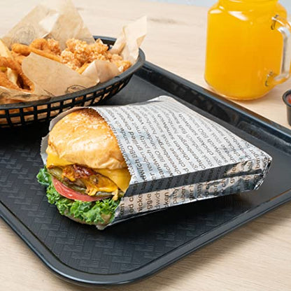 Restaurantware Paper Printed Burger Foil Bag, 5.9 x 1.2 x 6.5 In, 100 Pack - size: 6"