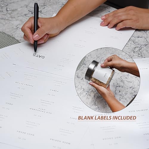Pantry Labels for Food Containers 179 Labels Set | Pre-Printed Stickers | 2 Sizes | |Best by Date |Waterproof Pantry Stickers for Minimalist Kitchen Organization, Jars and Bottles