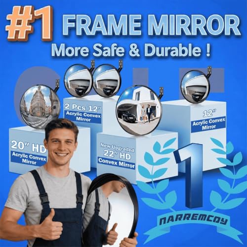 12 Inch Acrylic Convex Mirror with Rain Shield - size: 12IN S