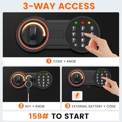 8.6Cub Large Fireproof Safe for Home Documents, 35-Min 1700°F Prtotection - size: 8.6 Cub-35MINS