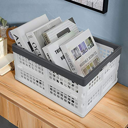 Teyyvn 4-Pack Collapsible Milk Crates, 15L Plastic Stackable Storage Bins - size: 15 L, style: collapsible crate