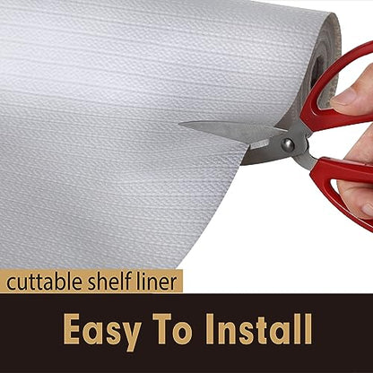 Drawer and Shelf Liner 12 in x 20 FT, Non Adhesive Water Resistant, Easy Clean and Trim, Smooth Surface Liners for Kitchen Cabinet, Shelves, Drawers, Pantry, Light Gray - color: Light Gray, size: 12"W x 240"L