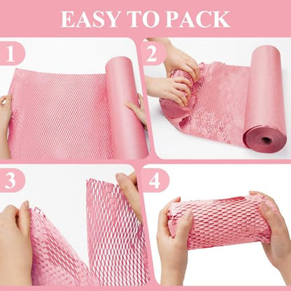 Pink Honeycomb Packing Paper, 12" x 200 ft, Gift Wrap Cushioning - color: Pink, size: 12 Inch x 200 Feet