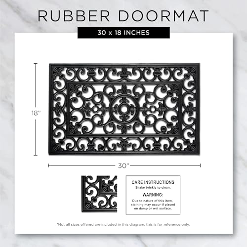DII Rubber Doormats Collection All Weather, 18x30, Scroll Pin - color: Scroll Pin, size: 1'6" x 2'6" (Rectangular)