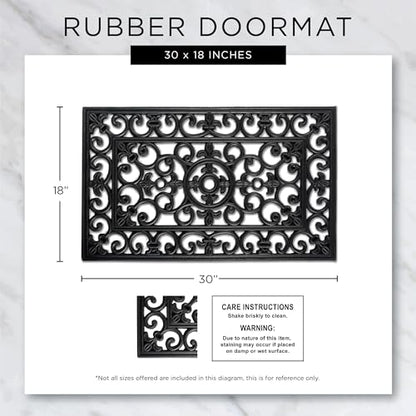 DII Rubber Doormats Collection All Weather, 18x30, Scroll Pin - color: Scroll Pin, size: 1'6" x 2'6" (Rectangular)