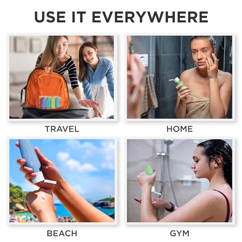 Dot&Dot Leak Proof Travel Bottles - Tubes for Liquid TSA Approved 3oz Silicone Toiletries Travel Shampoo & Conditioner Containers with Labels - color: 3oz 4pc - White/Blue/Green/Orange