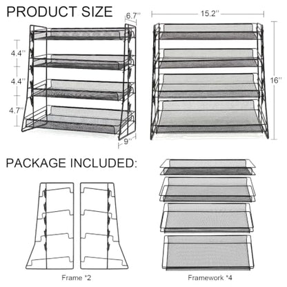 CyDuan Candy Display Rack with10 Clips, Snack Organizer for Countertop - color: Black Mesh with Chips