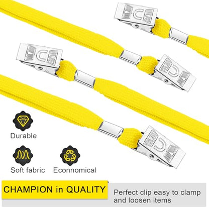 Marspark 200 Pcs Lanyards for ID Badges, Flat Swivel Hook,Yellow - color: Yellow