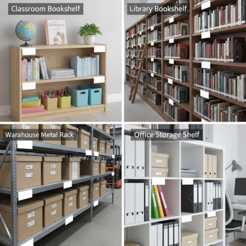 Containlol 15 Pcs Moveable Shelf Label Holder for Library, 3.6 x 2.4 Inch - size: 3.6 x 2.4 Inch