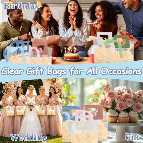 KEUKORZ 12 PCS multicolor Clear PVC Gift Bags with Handles Reusable - color: Multi