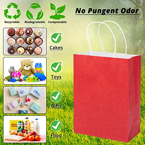 HavrePac 100 Pack Gift Bags with Handles 5.9x3.15x8.26 inch Red - color: Red