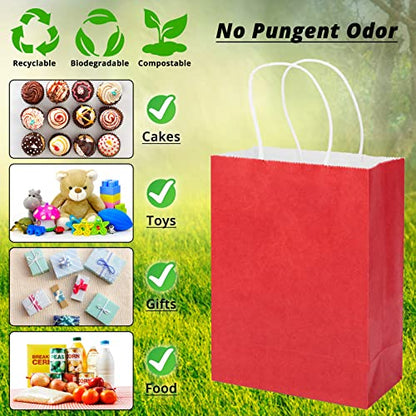 HavrePac 100 Pack Gift Bags with Handles 5.9x3.15x8.26 inch Red - color: Red