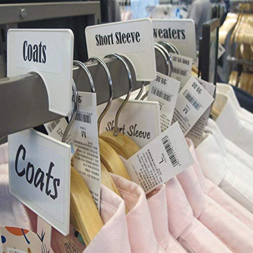 16 Pack White Clothing Rack Size Dividers Plus 60 Labels (1 Inch) and 16 Large Blank Labels, Large Rectangular Clothing Closet Dividers (Pearl White)