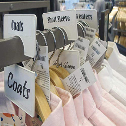 16 Pack White Clothing Rack Size Dividers Plus 60 Labels (1 Inch) and 16 Large Blank Labels, Large Rectangular Clothing Closet Dividers (Pearl White)