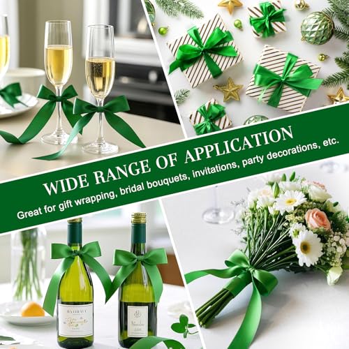 Emerald Green Satin Ribbon, 1 Inch, 50 Yards - color: emerald green