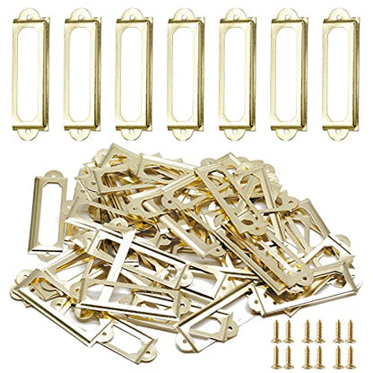 50 PCS Metal Label Holders 60x17mm Gold with Screws - color: Gold, 60x17mm