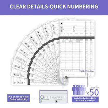 50 Time Cards for uPunch HN4000, HN2000, HN2500, HN4500