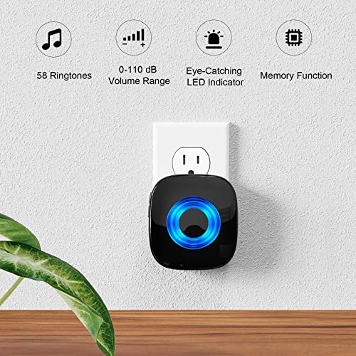 PHYSEN Wireless Doorbell for Large Homes, 1300ft Long Range Door Chime Kit - size: 3 Buttons + 5 Receivers