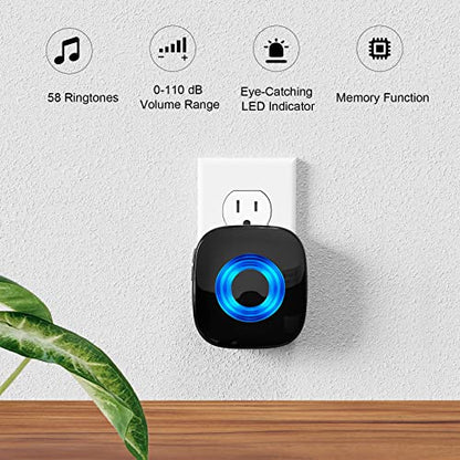 PHYSEN Wireless Doorbell for Large Homes, 1300ft Long Range Door Chime Kit - size: 3 Buttons + 5 Receivers