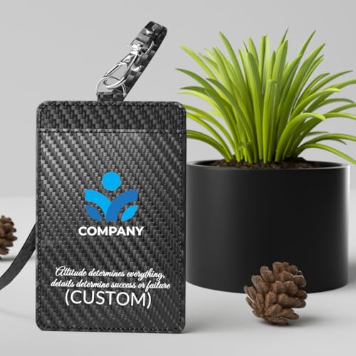 Carbon Fiber Work ID Card Holder, Customized with Logo - color: With Logo