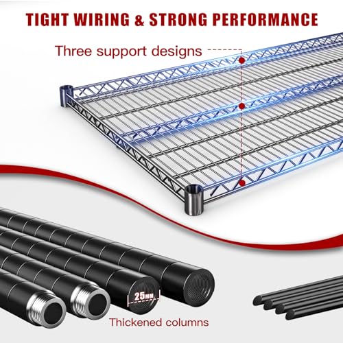 5 Tier Wire Shelving 3 Pack | 55”W Storage Shelves Heavy Duty | Rolling Wire Rack with Wheels | 3250 LBS Metal Shelving | Garage Shelving Units and Storage | Adjustable Layer Height | 55”W×18”D×73”H - size: 3pcs