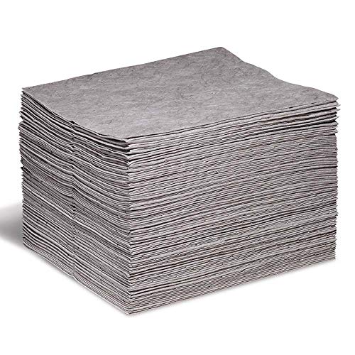 Universal Contractor Grade Absorbent Mat Pad, Heavyweight, Polypropylene, 18” x 15” (L x W), Gray, Pack of 100 (GP-H)