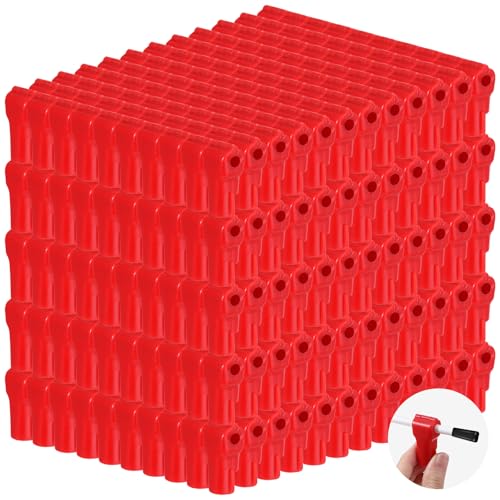 MAQUITA 150 Pcs Peg Hook Locks Stop Locks, 6mm Plastic Stop Locks Pegboard Locks Red for Retail Store (Red)