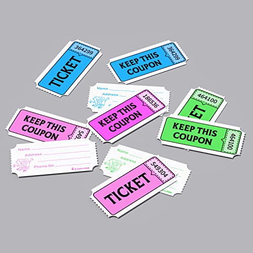 Fluorescence Raffle Tickets Double Roll 2000 Tickets Neon Purple 50/50 Tickets for Events, Entry, Class Reward, Fundraiser & Prizes - color: Neon Purple 2000 Tickets