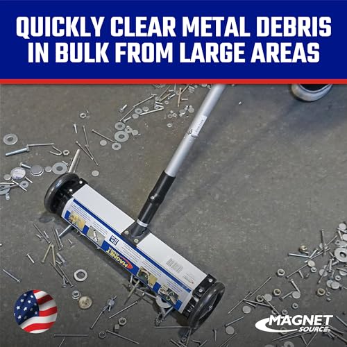 Master Magnetics Magnetic Sweeper with Wheels - Mini Push-Type with Release and Telescoping Handle - Powerful Magnetic Tool for Yard - Pick Up Nails and Other Metal Debris - Strong 35 lb Pull - 13” - style: 13"