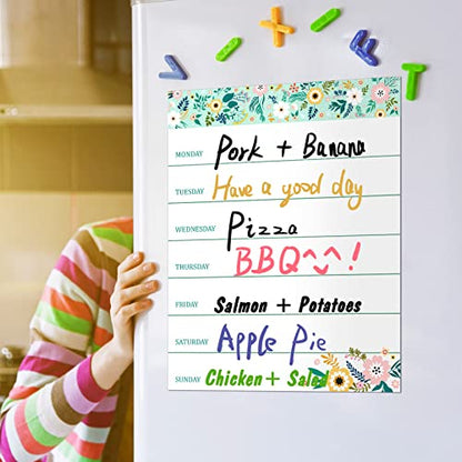 Outus 2 Pieces Magnetic Weekly Dry Erase Boards Erasable, Flower Style - style: Flower Style