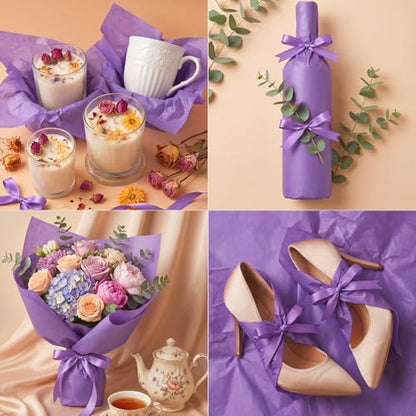 woric 160 Sheets Purple Tissue Paper for Gift Bags 20 x 14 Inch - color: Purple