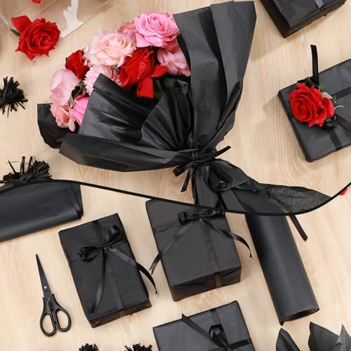 woric 160 Sheets Black Tissue Paper for Gift Bags 20 X 14 Inches - color: Black