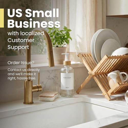 Maisonovo Dish Soap Dispenser - Clear Soap Dispenser White Bamboo Pumps - color: Clear White