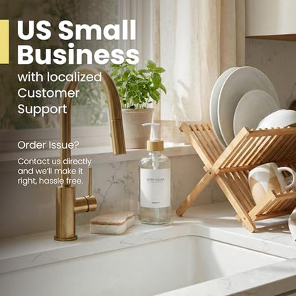Maisonovo Dish Soap Dispenser - Clear Soap Dispenser White Bamboo Pumps - color: Clear White