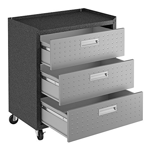 Manhattan Comfort Fortress Collection Convenient Durable Mobile Garage 6 Piece Tool Set, Great for a Variety of Tools and Supplies, 6 Piece, Dark Charcoal Gray/Silver - color: Black/Grey, style: 6-Piece Set