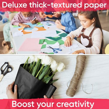 USA-Made 18" x 1200" (100 ft) Black Roll Paper, 45 lbs Thickness, Kraft Paper for School, Art Projects, Gift Wrapping, Bulletin Board - color: Black, style: 1 Roll - 1 Color