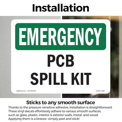 PCB Spill Kit OSHA Emergency Vinyl Decal Label 10 Inch x 7 Inch - 5 Pack - color: Vinyl Decal, size: 5 Pack of 10" x 7"