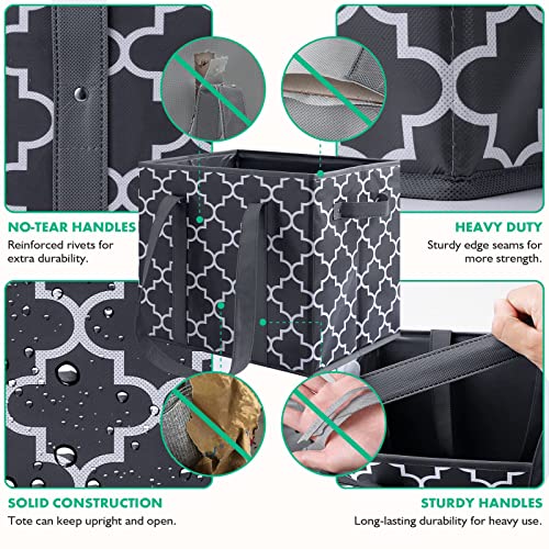 Reusable Grocery Bags 2Pack Foldable Washable Large Storage Bins, Dark Grey - color: Dark Grey, size: 2 Pack