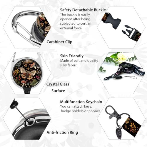 Giancomics Butterfly Lanyards for ID Badges, Badge Holder Retractable Reel - color: Butterfly Mushroom
