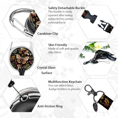 Giancomics Butterfly Lanyards for ID Badges, Badge Holder Retractable Reel - color: Butterfly Mushroom