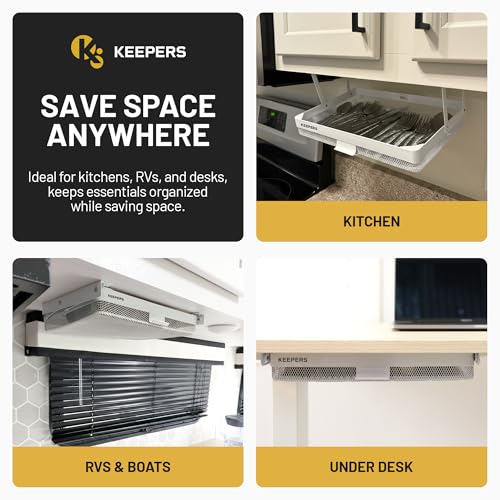 COFFEEKEEPERS KEEPERS Anything Keeper — Compact 11x10in Under-Cabinet Slide-Out Drawer & K-Cup Holder for Desk Items, RV & Small Kitchen — White - color: White, size: Large - Anything Keeper