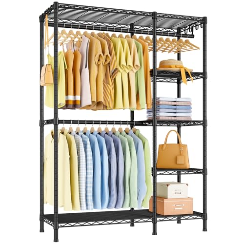 Ulif F2 Clothes Rack, 5 Tiers Heavy Duty Garment Rack for Bedroom - color: Black