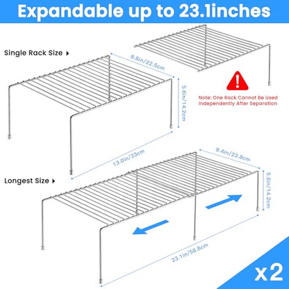 Tomorotec Spice Rack Cabinet Organizer, Expandable Steel, Kitchen, Silver - color: Silver-2 Pcs