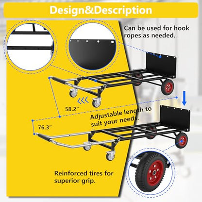 Dolly Hand Trucks,Folding Hand Truck 600 LB,Dolly Cart with Wheels Fold and Stretch Hand Truck for Moving Heavy Loads in Storehouse,Offices,Homes and Shopping