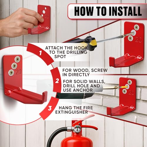 4 Pcs Fire Extinguisher Mount Brackets, 2.36 x 1.57 x 2.36 in (Red) - size: 2,36 * 2,36 * 1,57 in