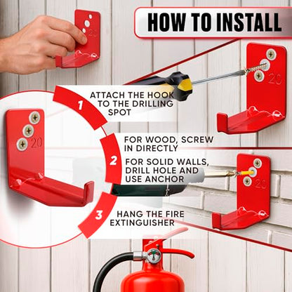 4 Pcs Fire Extinguisher Mount Brackets, 2.36 x 1.57 x 2.36 in (Red) - size: 2,36 * 2,36 * 1,57 in