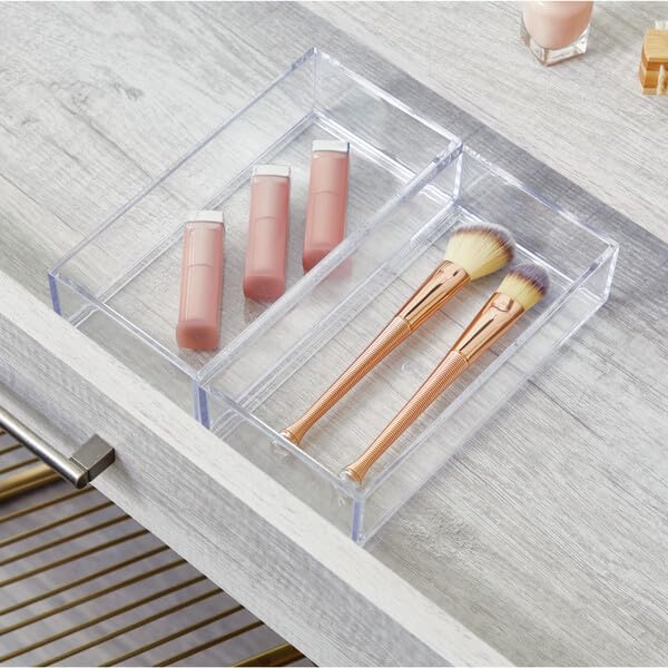 iDesign Clarity Collection Vanity Tray Organizer, 4" x 8" x 2", Clear - size: Small