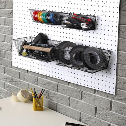 Sieral 4 Pcs Metal Pegboard Baskets Wire Organizer, Large, Black - color: Black, size: Large