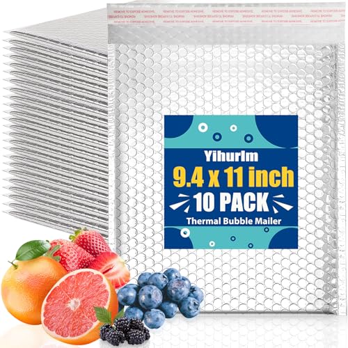 Thermal Bubble Mailer,8 x 11" Metallic Bubble Mailers,Waterproof Padded Envelopes,Self Seal Cool Bubble Mailers,Foil Mailing Envelopes,Insulated Shipping Bags for Cold Shipping (Silver 10PCS) - color: Silver 10PCS